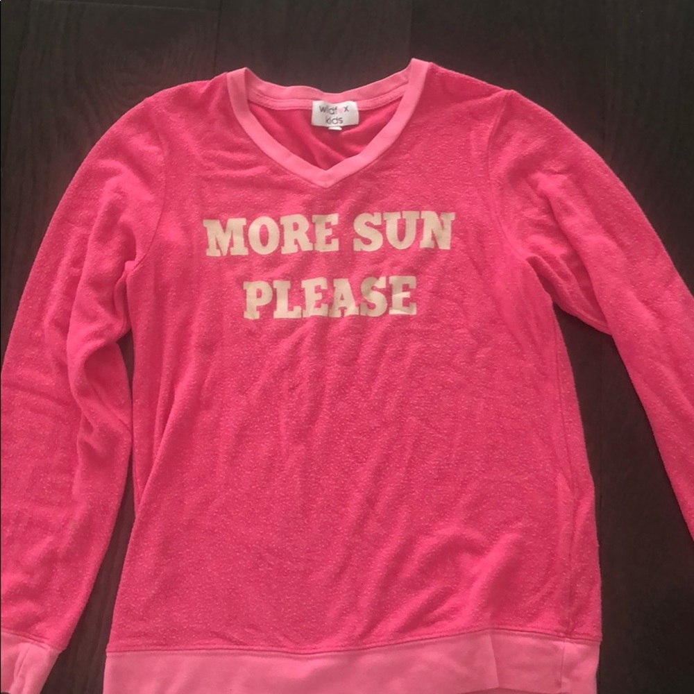 Wildfox Couture "More Sun Please" Hot Pink Sweater, Size 14 / XS / S